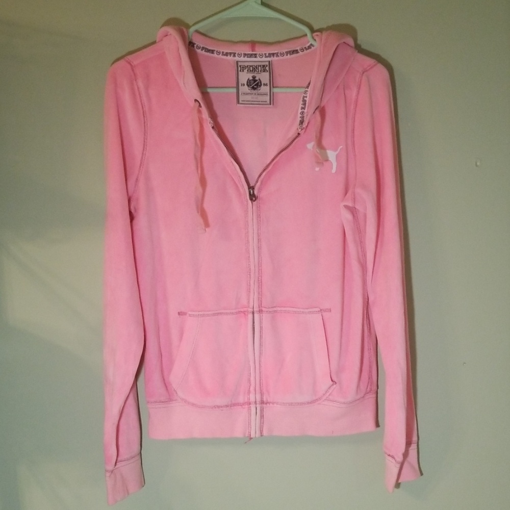LOVE PINK velour zippered hoodie
